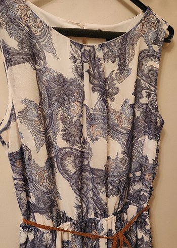 Bohem Şal Desenli Kolsuz Uzun Kadın Elbise - Görsel 2