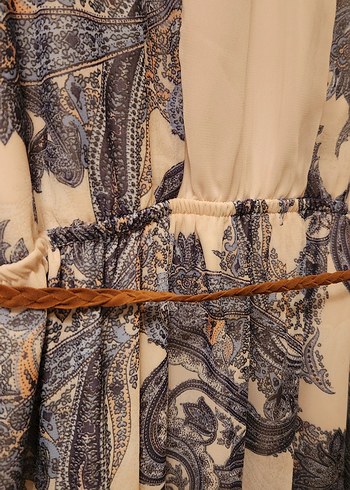 Bohem Şal Desenli Kolsuz Uzun Kadın Elbise - Görsel 9