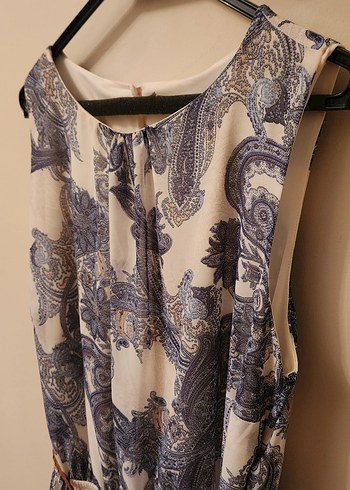 Bohem Şal Desenli Kolsuz Uzun Kadın Elbise - Görsel 5