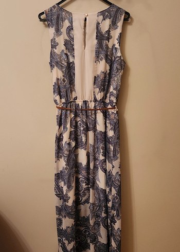 Bohem Şal Desenli Kolsuz Uzun Kadın Elbise - Görsel 8