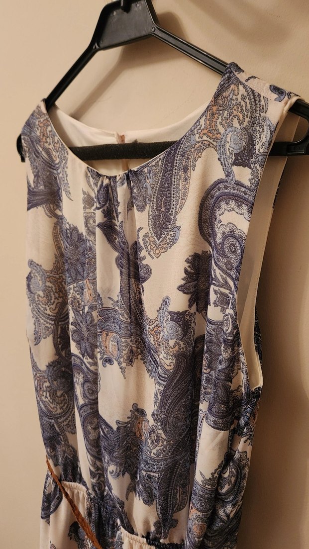 Bohem Şal Desenli Kolsuz Uzun Kadın Elbise - Görsel 5