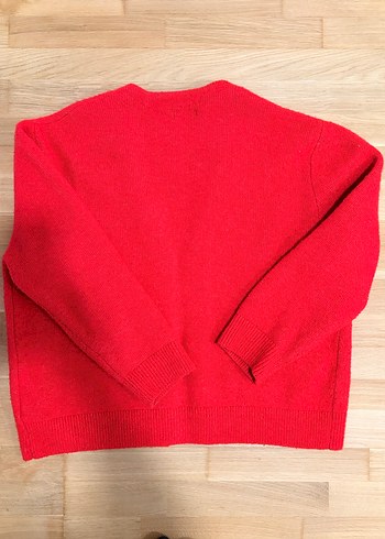 Zara Düğmeli Kırmızı Yün Karışımlı Hırka - Görsel 2