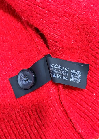 Zara Düğmeli Kırmızı Yün Karışımlı Hırka - Görsel 5