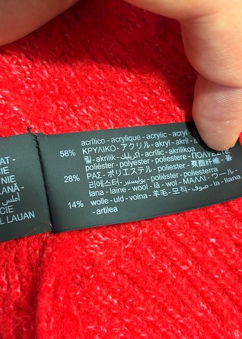 Zara Düğmeli Kırmızı Yün Karışımlı Hırka - Görsel 4