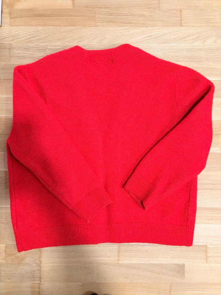 Zara Düğmeli Kırmızı Yün Karışımlı Hırka - Görsel 2