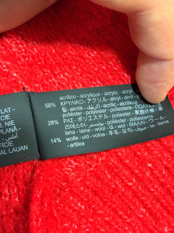 Zara Düğmeli Kırmızı Yün Karışımlı Hırka - Görsel 4