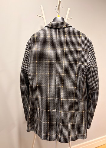 Gri Ekose Desenli Erkek Kruvaze Mont - Görsel 2