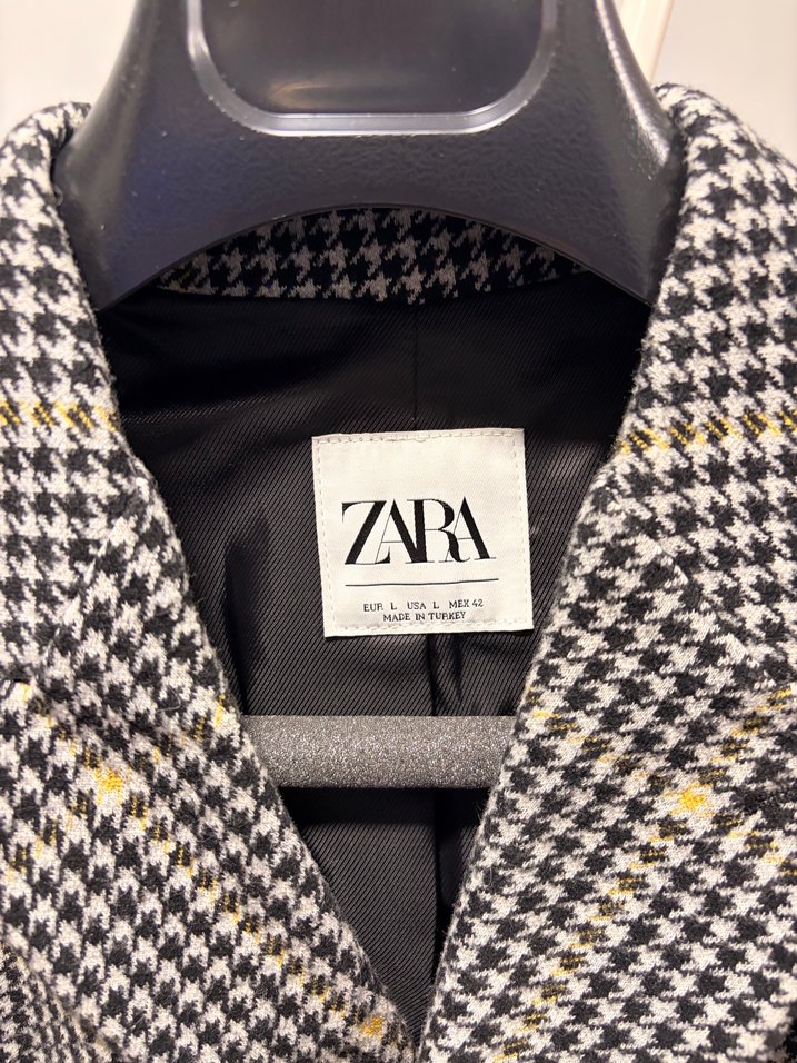 Gri Ekose Desenli Erkek Kruvaze Mont - Görsel 4