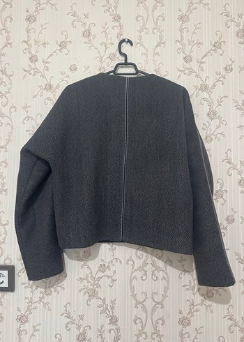 Düğmeli Gri Kadın Blazer Ceket - Görsel 2