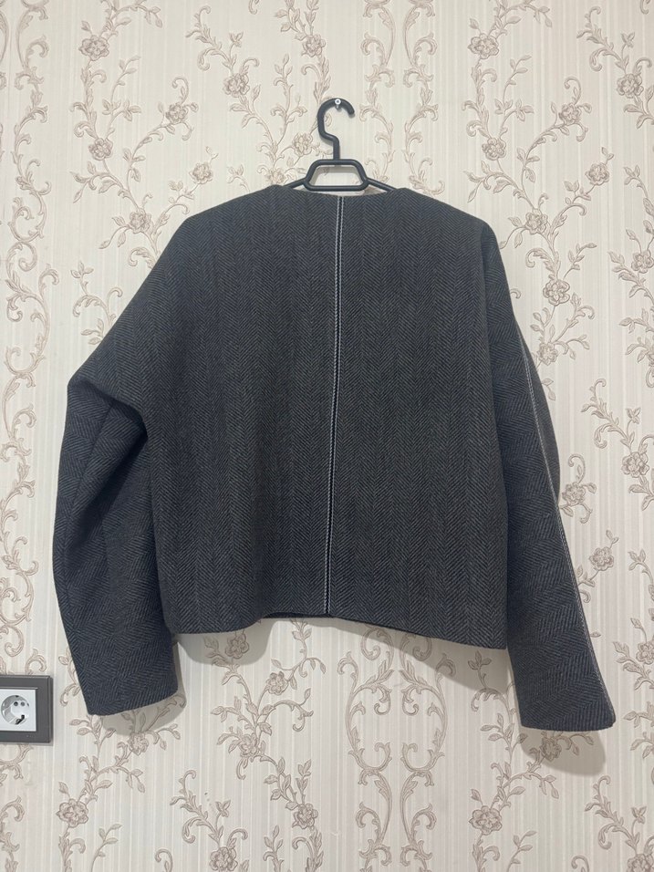 Düğmeli Gri Kadın Blazer Ceket - Görsel 2