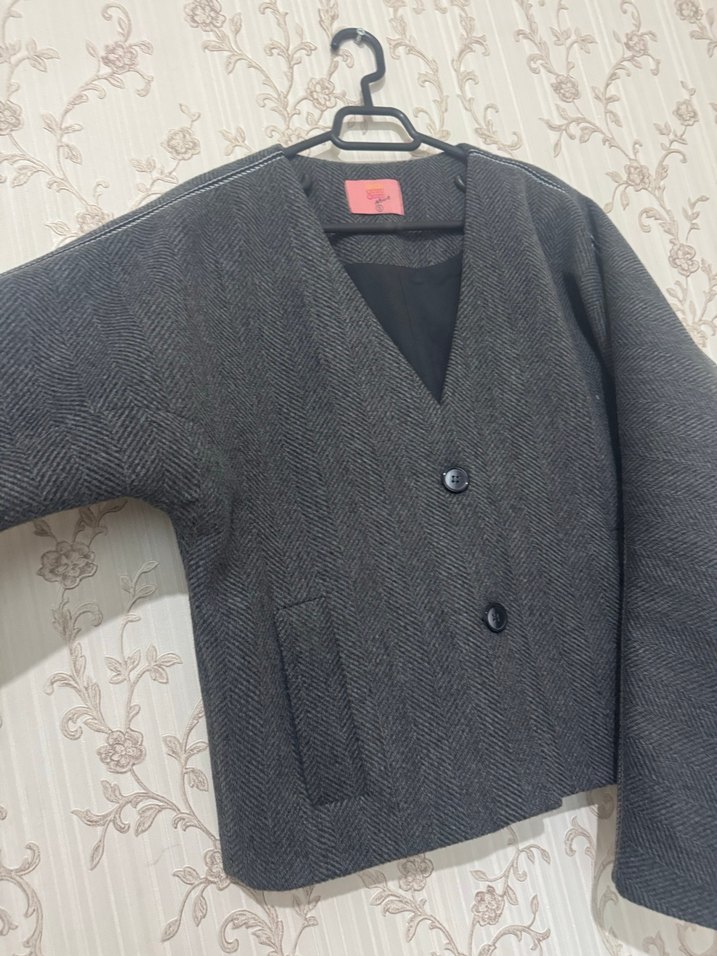 Düğmeli Gri Kadın Blazer Ceket - Görsel 3