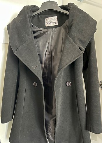 Siyah Kaşe Kemerli Kaban - Görsel 5