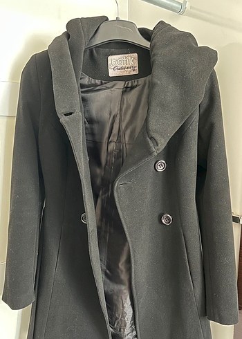 Siyah Kaşe Kemerli Kaban - Görsel 3