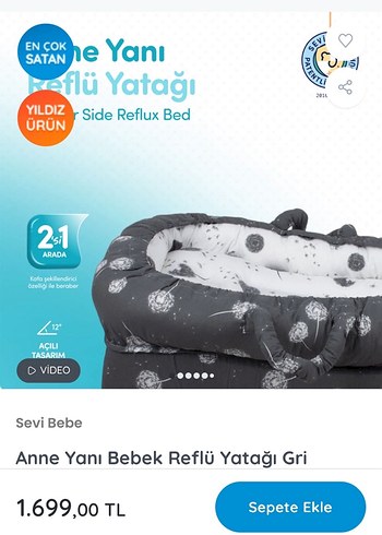 Gri Desenli Anne Yanı Reflü Yatağı - Görsel 4