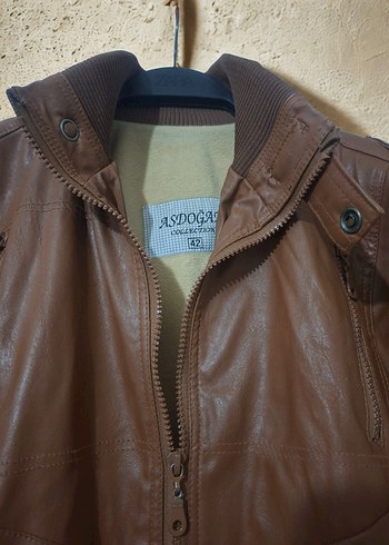 Kahverengi Deri Kadın Ceket - Görsel 4
