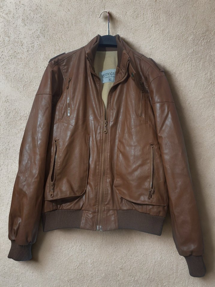 Kahverengi Deri Kadın Ceket - Görsel 2