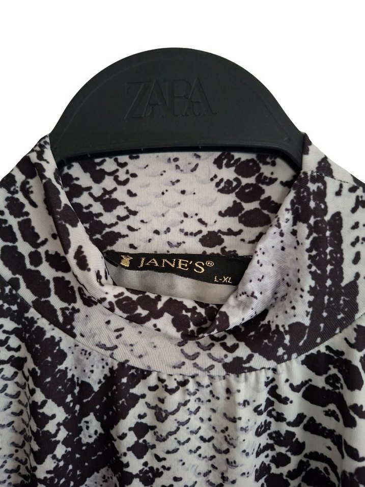 Gri Yılan Desenli Uzun Kollu Mini elbise - Görsel 4