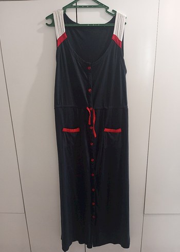 Siyah Kırmızı Detaylı Hamile Elbisesi - Görsel 2