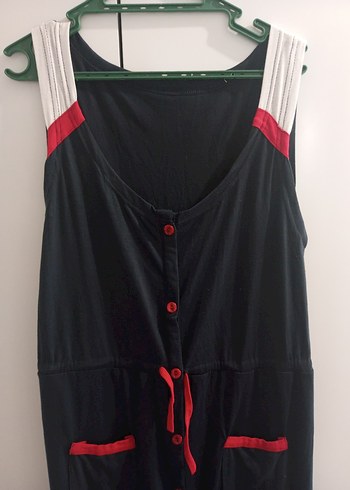 Siyah Kırmızı Detaylı Hamile Elbisesi - Görsel 3