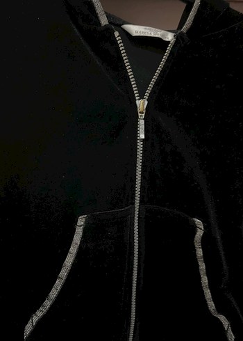 Kız Çocuk Siyah Kapüşonlu Fermuarlı Ceket ,hırka - Görsel 4