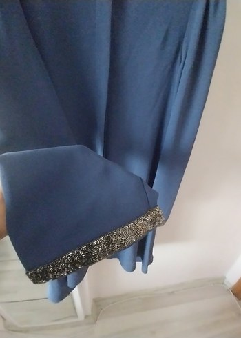 Mavi Uzun Kadın Takım Elbise - Görsel 4