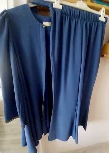 Mavi Uzun Kadın Takım Elbise - Görsel 2