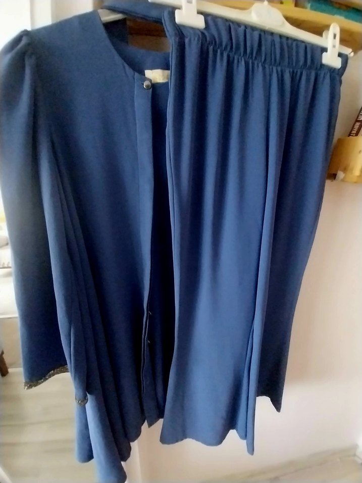 Mavi Uzun Kadın Takım Elbise - Görsel 2