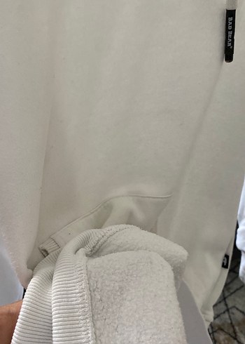 Beyaz Unisex Kapüşonlu Sweatshirt - Görsel 5