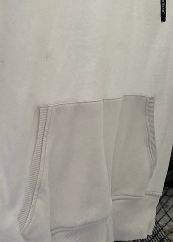 Beyaz Unisex Kapüşonlu Sweatshirt - Görsel 4