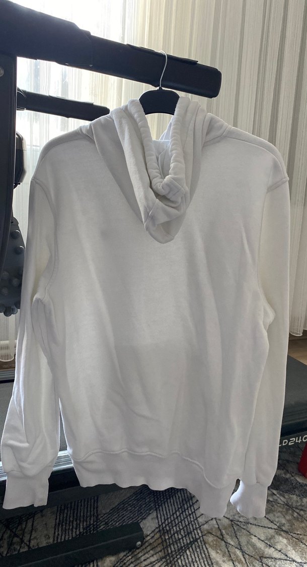 Beyaz Unisex Kapüşonlu Sweatshirt - Görsel 2