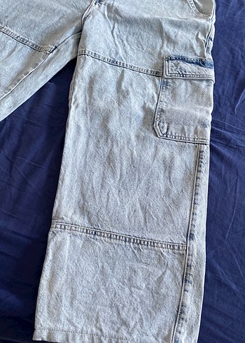 Açık Mavi Wide Leg Fit Kesim 34 Beden  Erkek Jean - Görsel 3