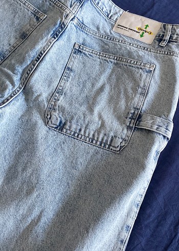 Açık Mavi Wide Leg Fit Kesim 34 Beden  Erkek Jean - Görsel 4