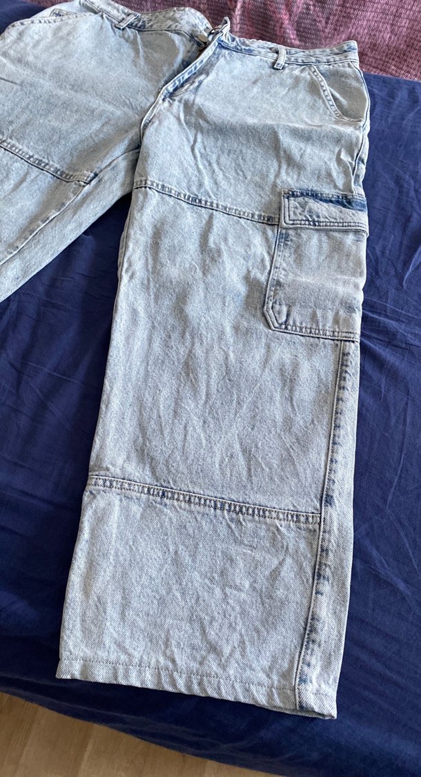 Açık Mavi Wide Leg Fit Kesim 34 Beden  Erkek Jean - Görsel 3