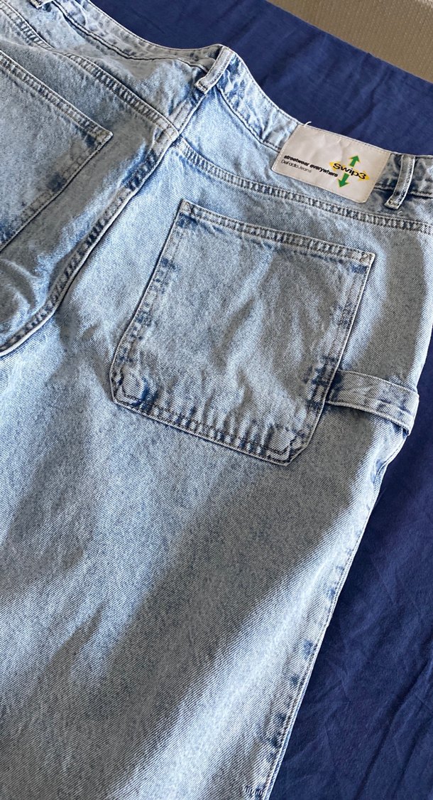 Açık Mavi Wide Leg Fit Kesim 34 Beden  Erkek Jean - Görsel 4