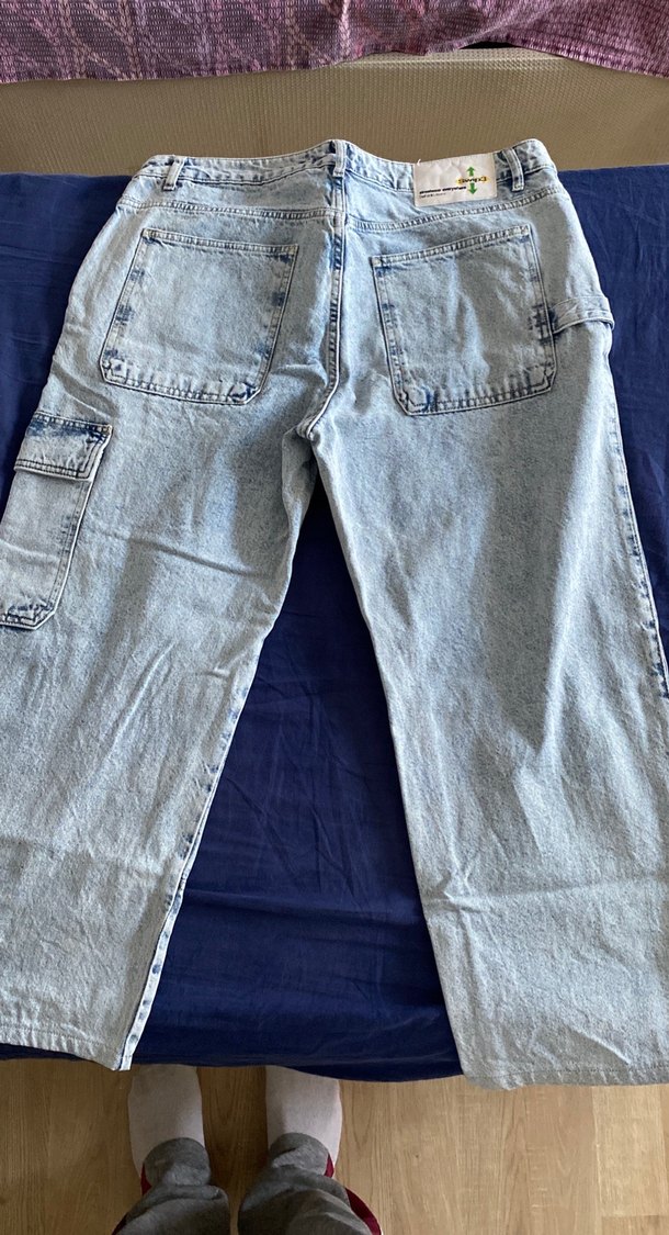 Açık Mavi Wide Leg Fit Kesim 34 Beden  Erkek Jean - Görsel 5