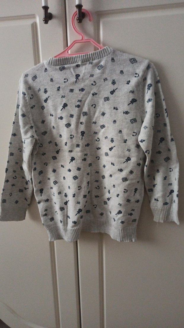 Gri Erkek Çocuk Baskılı Triko Sweatshirt - Görsel 3