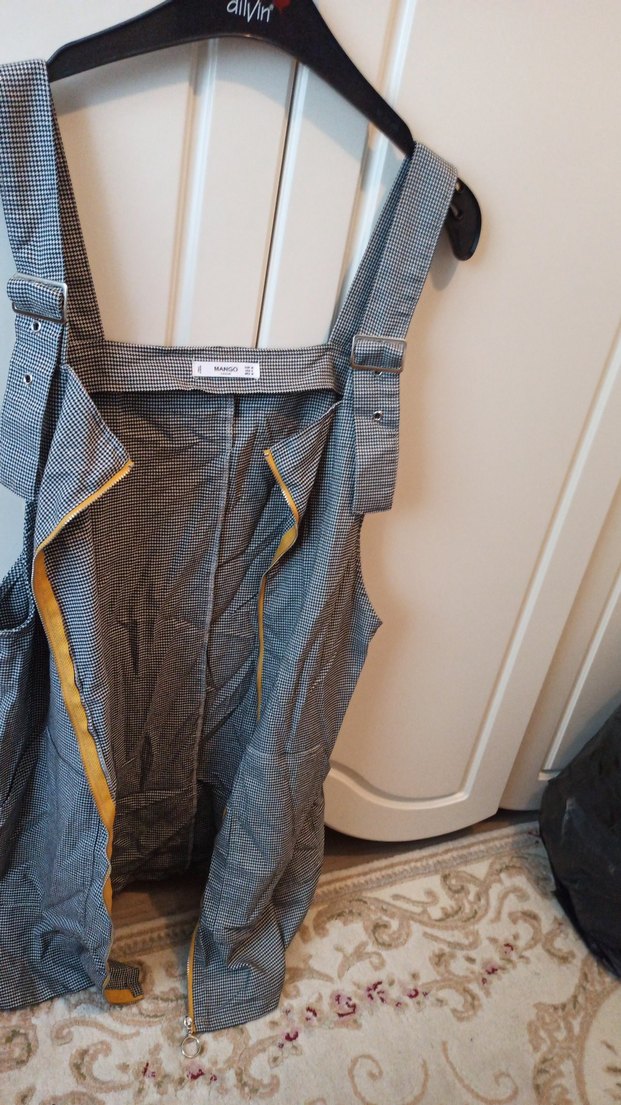 Gri Kot Fermuarlı Kısa Tulum - Görsel 3