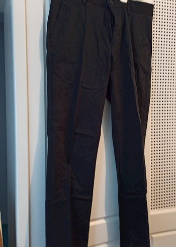 Siyah Kemerli erkek Kumaş Pantolon - Görsel 3