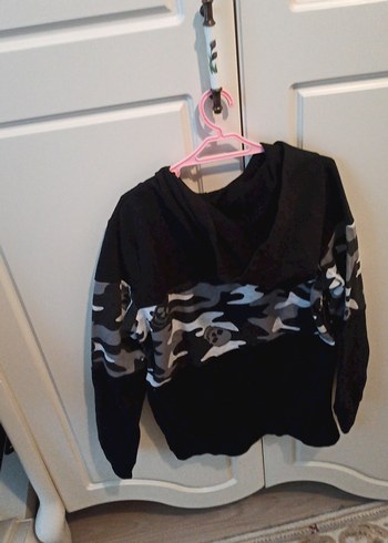 Erkek Kamuflaj Desenli Kapüşonlu Sweatshirt - Görsel 3