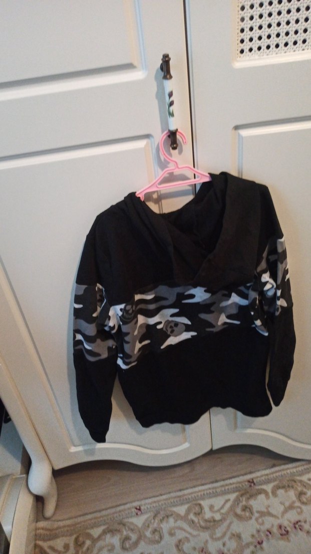 Erkek Kamuflaj Desenli Kapüşonlu Sweatshirt - Görsel 3