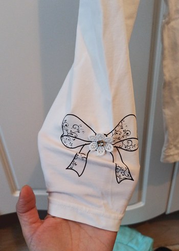 Beyaz Kız Çocuk Pamuklu Rahat Tayt - Görsel 2