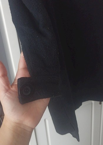 Siyah Düğmeli Midi Hamile Kaban - Görsel 4