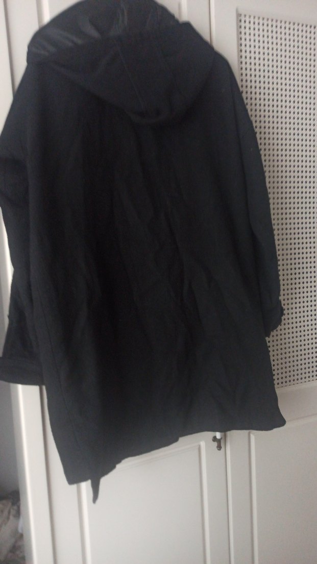 Siyah Düğmeli Midi Hamile Kaban - Görsel 3