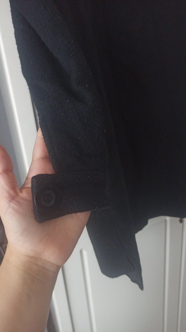 Siyah Düğmeli Midi Hamile Kaban - Görsel 4