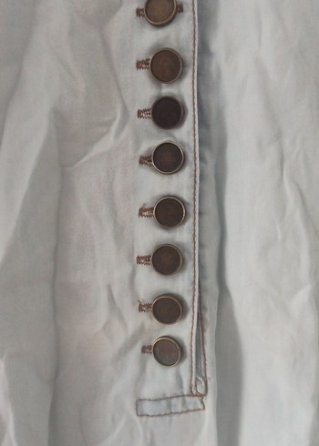 Düğmeli Beyaz Hamile Midi Tunik - Görsel 2