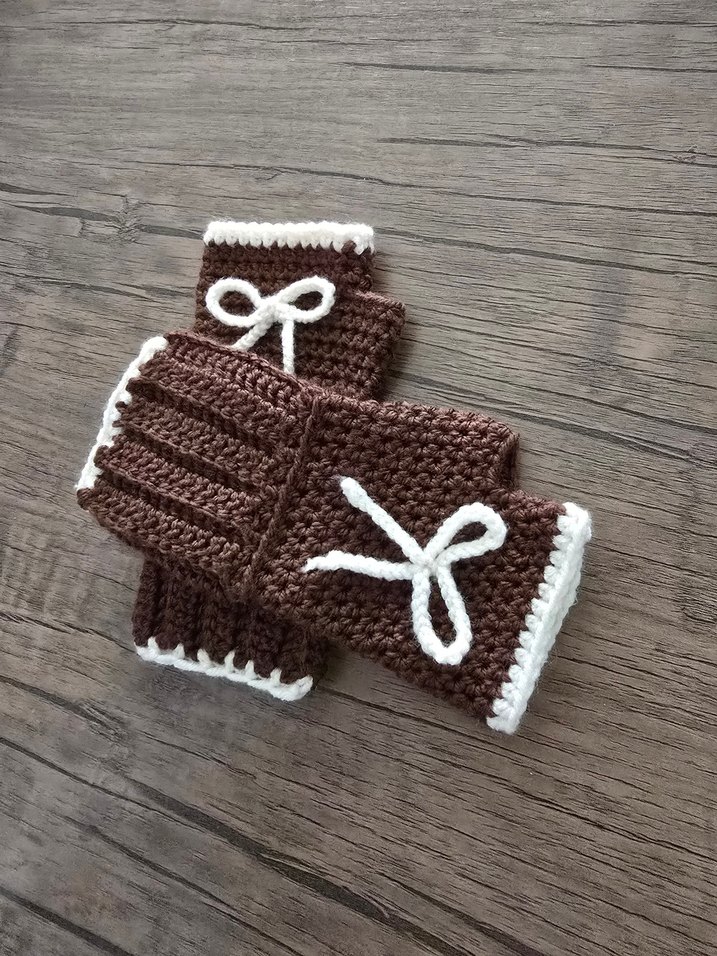 Bohem Tarz Kahverengi Örgü Eldiven - Görsel 2