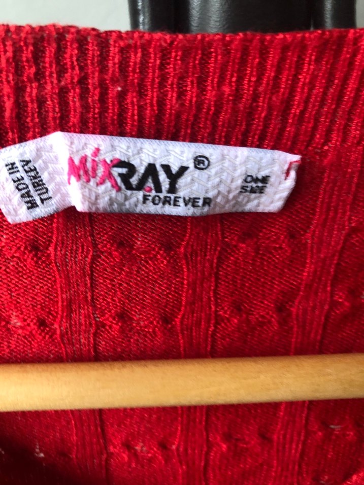 Kırmızı V Yaka Triko Kadın Kazak - Görsel 3