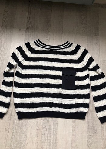 Çizgili Triko Kadın Kazak - Görsel 6