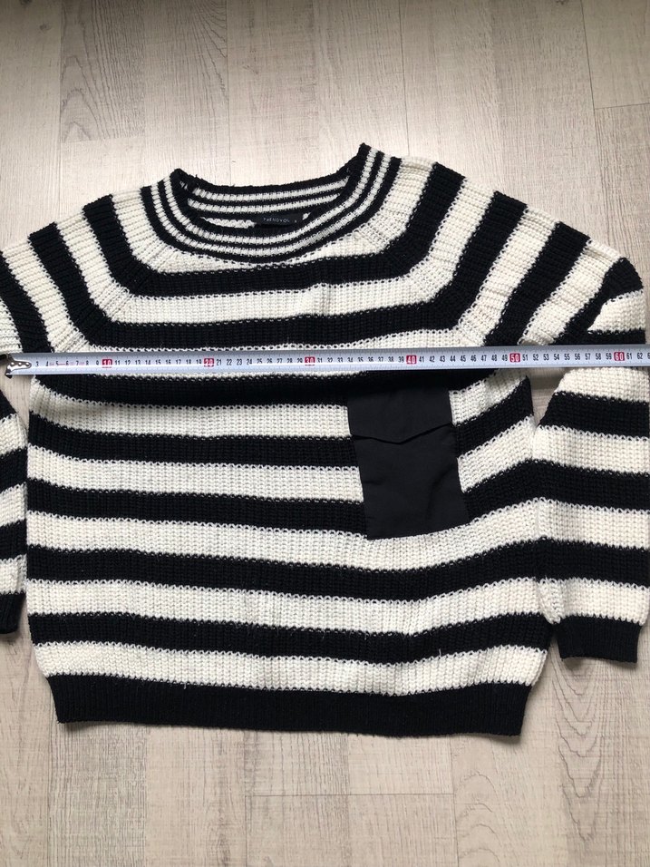 Çizgili Triko Kadın Kazak - Görsel 4