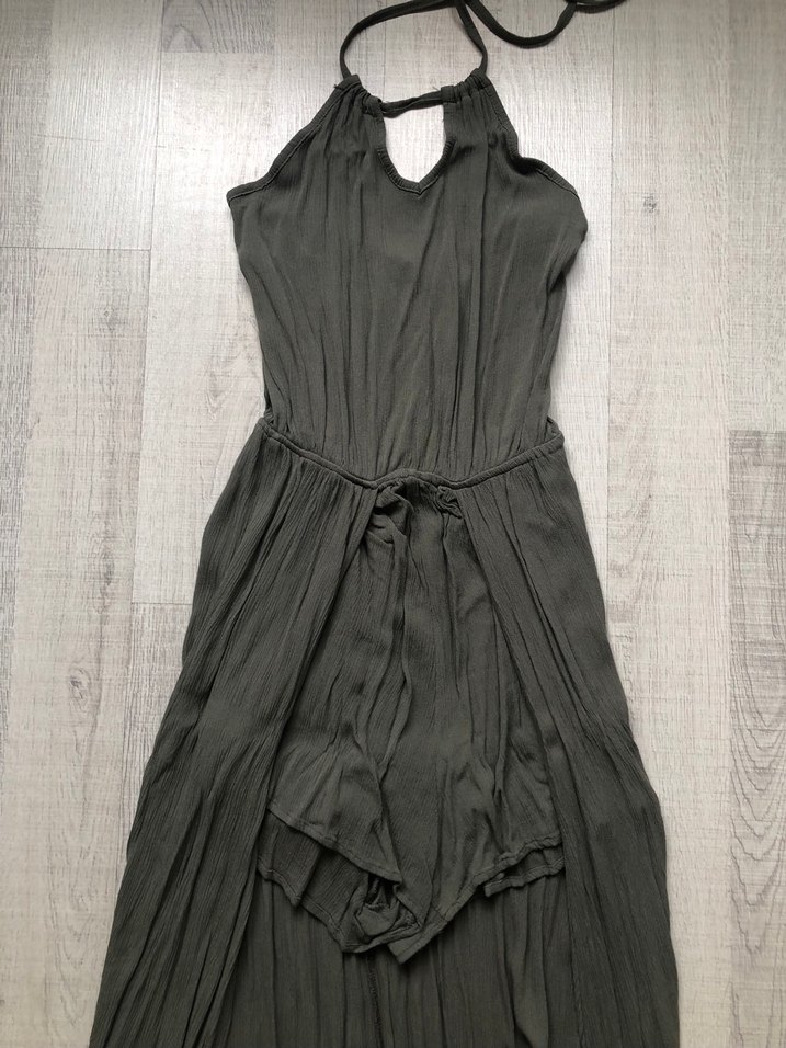 Haki Bohem V-Yaka Uzun Elbise - Görsel 2